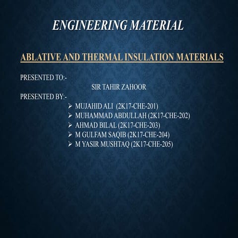 Ablative and Thermal Materials