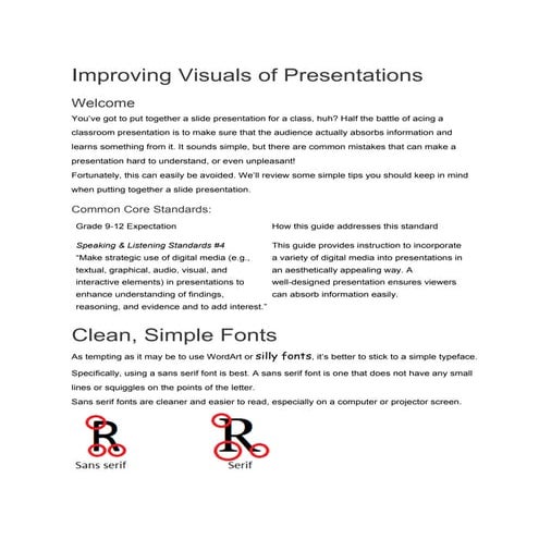 Presentation guidelines