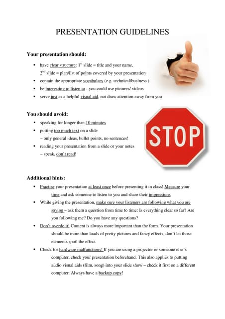 Presentation guidelines