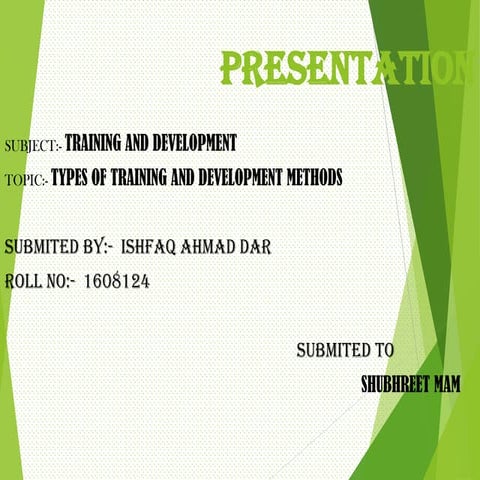 Methods of training on the job off the job