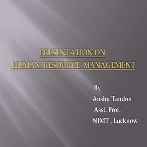 Presentation On Human Resource Management