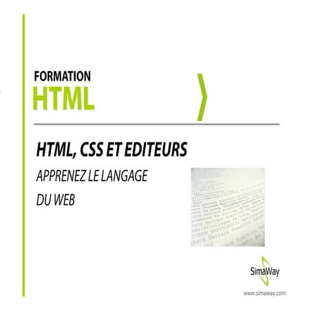 Formation au HTML, CSS et éditeurs web | PDF