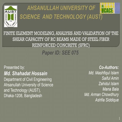 FINITE ELEMENT MODELING, ANALYSIS AND VALIDATION OF THE SHEAR CAPACITY OF RC ...