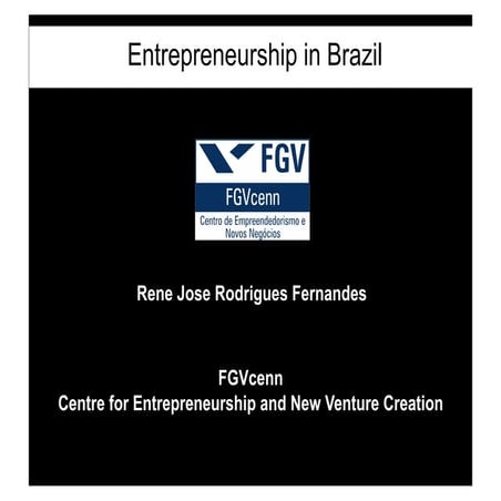 Entrepreneurship Panorama in Brazil - Presented at the Best Practices Seminar...