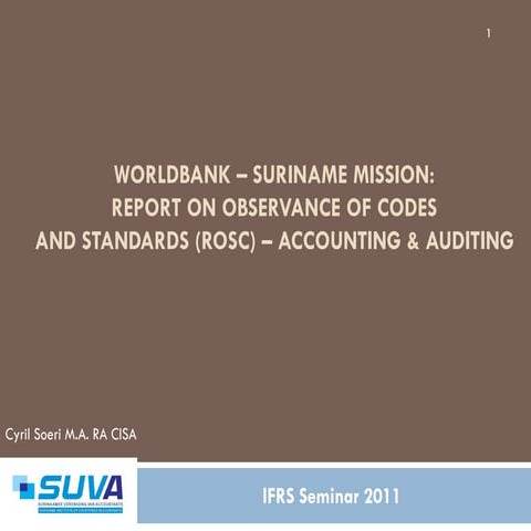 Presentation IFRS Seminar 2011 - World Bank Mission 26 May 2011