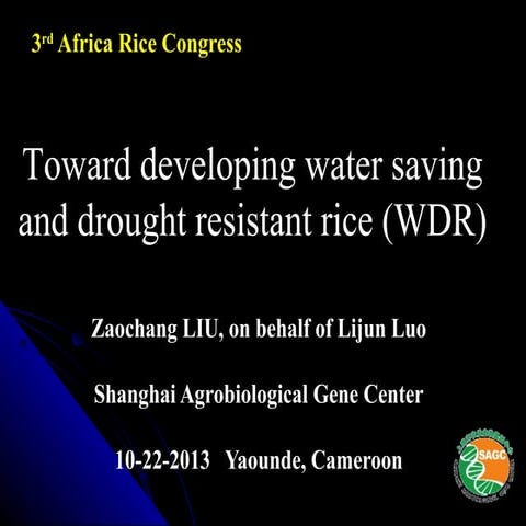 Th1_Toward developing water saving and drought resistant rice 