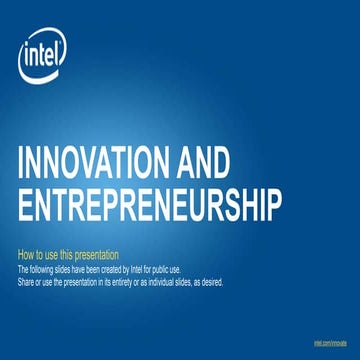 Presentation: Innovation and Entrepreneurship