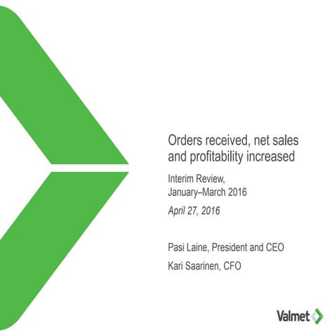 Valmet's Interim Review January-March 2016
