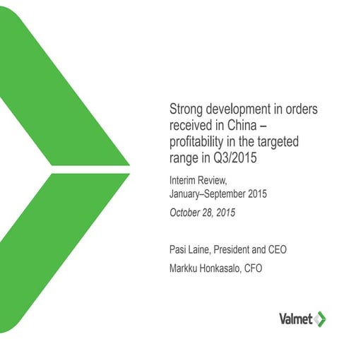 Valmet's Interim Review January-September 2015