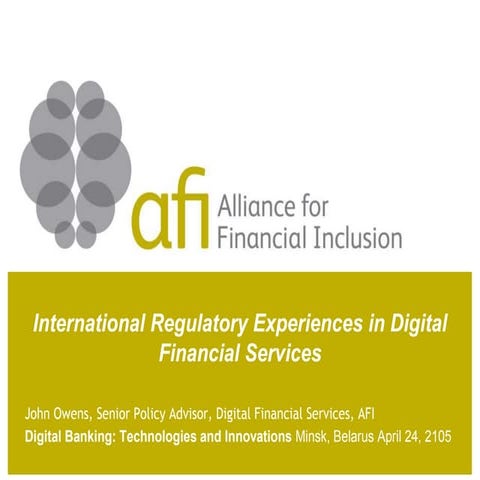 International Regulatory Practices for Digital Financial Services