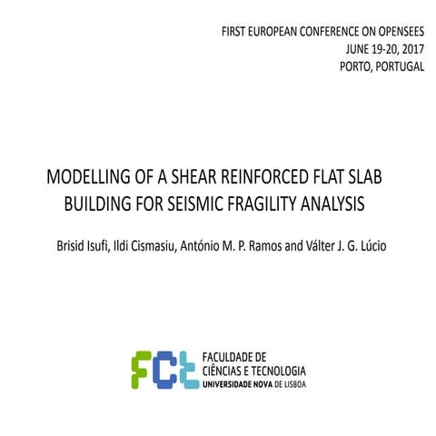 Modelling of a shear reinforced flat slab building for seismic fragility anal...