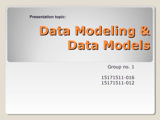Data Modeling PPT | PPT