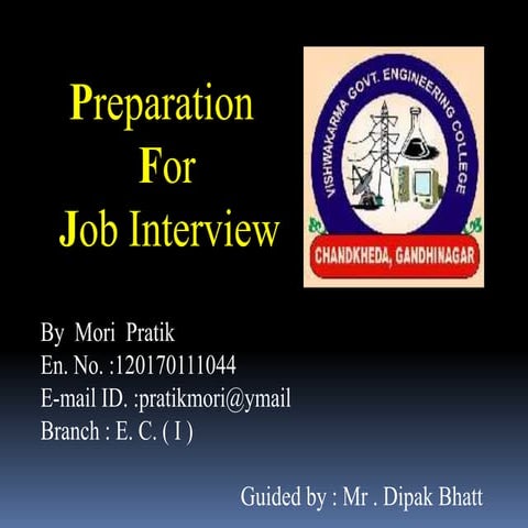 Presentation job interview . for gtu 1st year student . sub cs