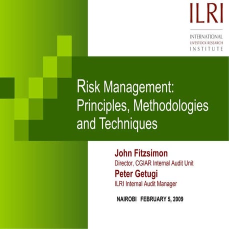 Risk management: Principles, methodologies and techniques