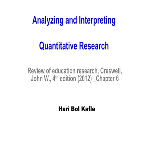 Analysing/Interpreting  Quantitative Research 