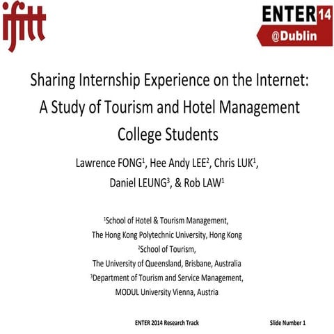 Sharing Internship Experience on the Internet: A Study of Tourism and Hotel M...