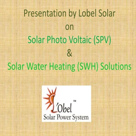 Presentation Lobel Solar Water Heater