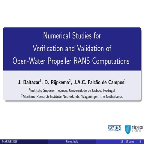 Numerical Studies for Verification and Validation of Open-Water Propeller RANS Computations