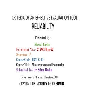 concept of reliability (measurement and evaluation) .pptx