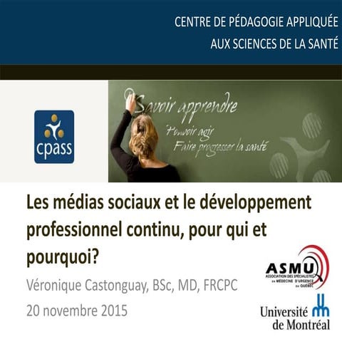 Les médias sociaux et le développement professionnel continu, pour qui et pourquoi?