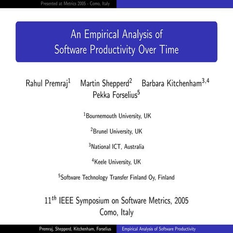 An Empirical Analysis of Software Productivity Over Time