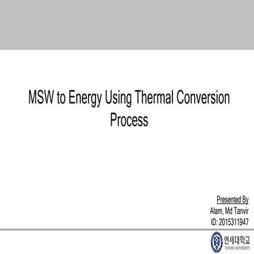 MSW to Energy Using Thermal Conversion Process