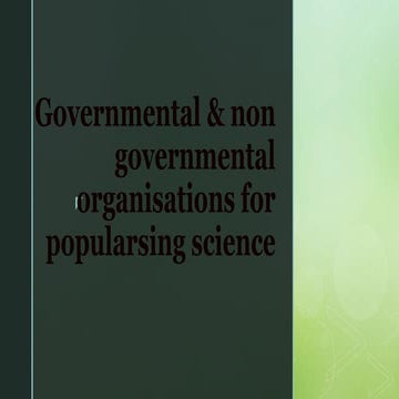 governmental & non governmental organisations for popularising science