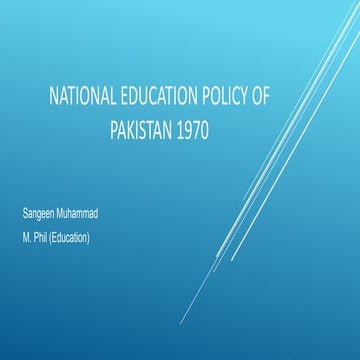 National Education Policy of Pakistan 1970