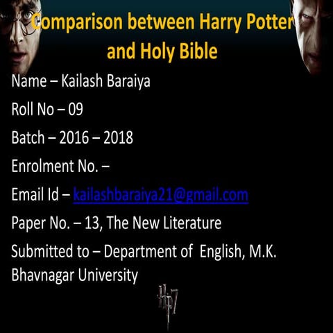 Comparison between Harry Potter and Holy Bible 