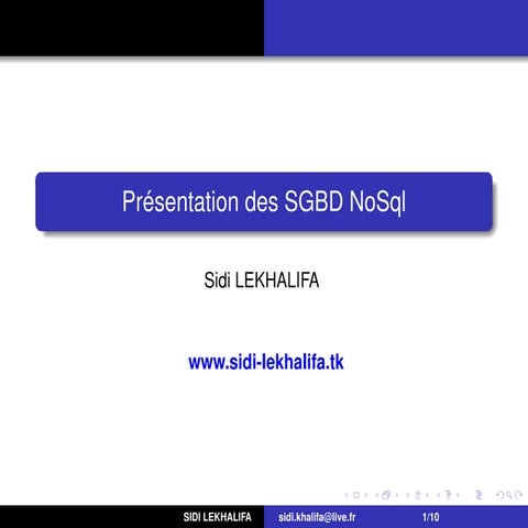 Présentation des bases de données NoSql