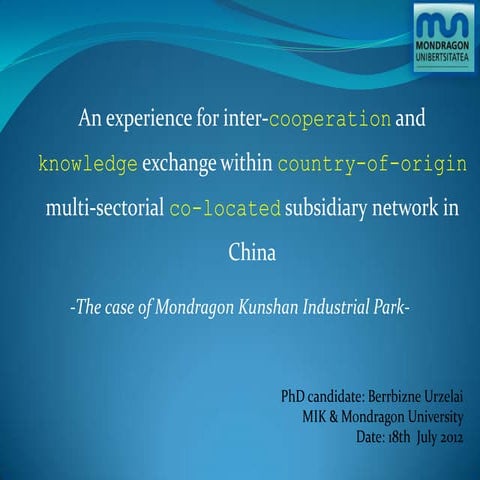 An experience for inter-cooperation and knowledge exchange within country-of-...