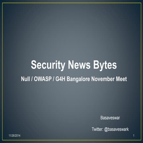 Security News Byes- Nov