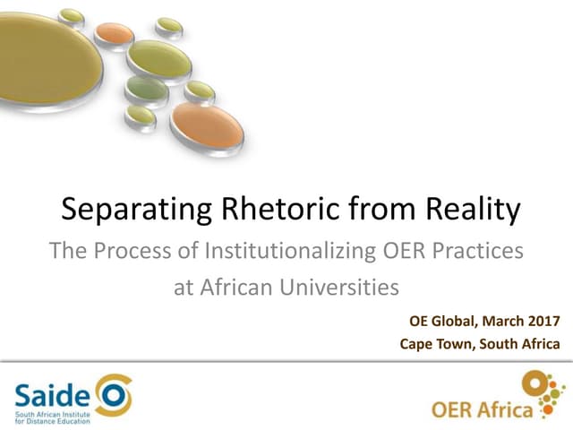 Separating Rhetoric from Reality: The Process of Institutionalizing OER Pract...