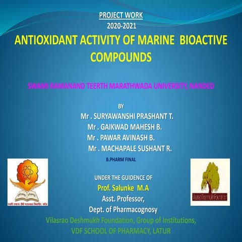 Presentation of antioxidant activity of marine bioactive compounds 