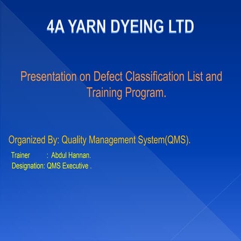 Presentation of defects