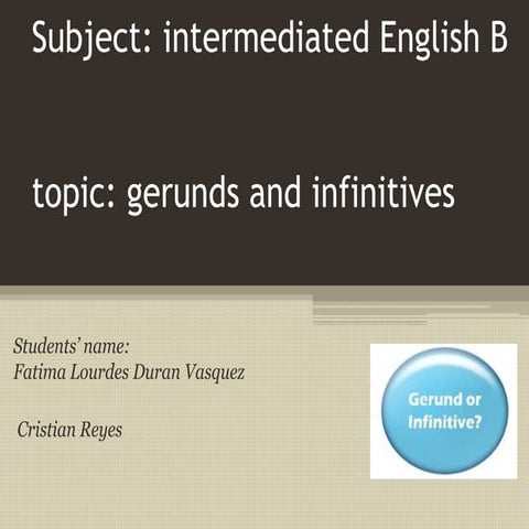 Presentation of gerund of infinitives