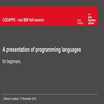 Presentation of programming languages for beginners | PPT