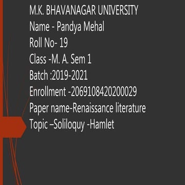 Presentation of  soliloquy- Hamlet