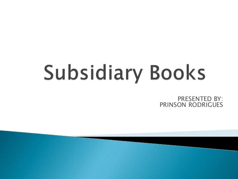 Subsidiary Books Financial Accounting