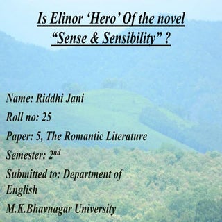 Presentation of the novel Sense and...