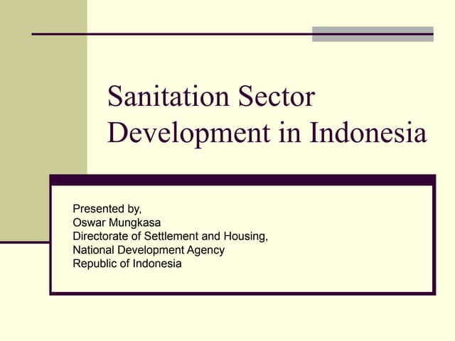 Sanitation Sector Development in Indonesia