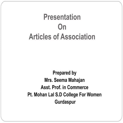 Presentation on Articles of Association 
