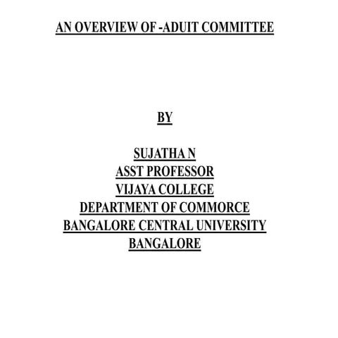 Overview on Audit committee