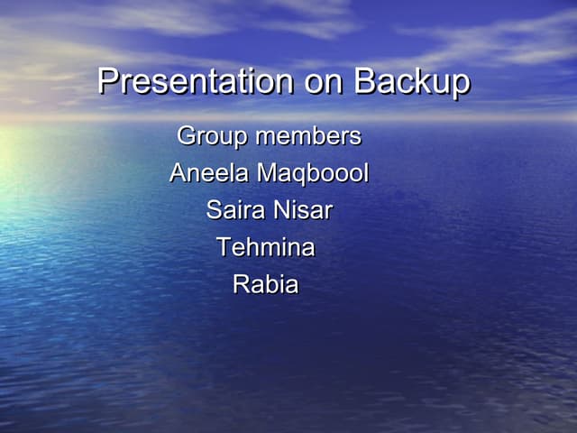 Presentation on backup and recovery...