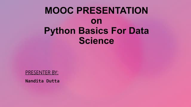 Presentation on basics of python