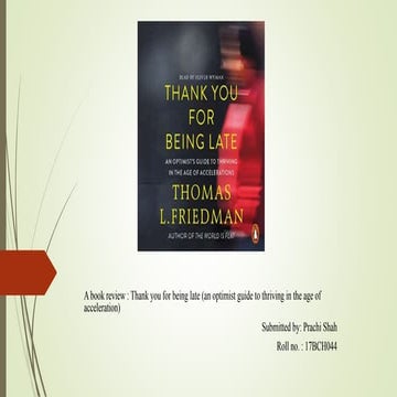 book review : thank you for being late (an optimist's guide to thriving in th...