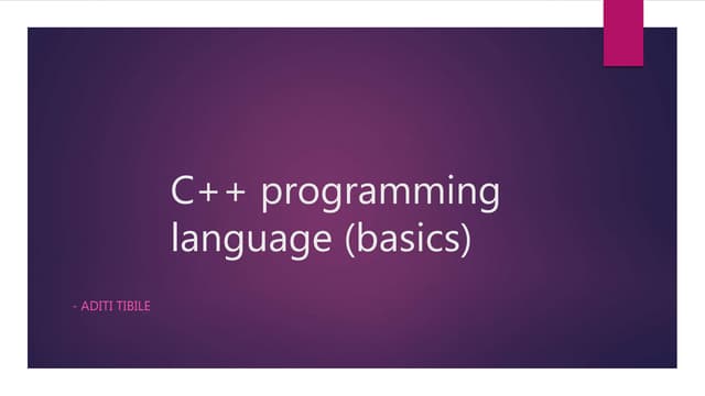 Presentation on C++ programming 