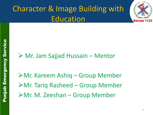 character &amp; image building through education
