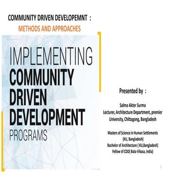 Community driven developement:Methods and Approaches