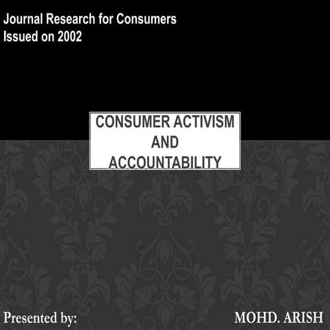 Presentation On Consumer Activism By Mohd Aarish